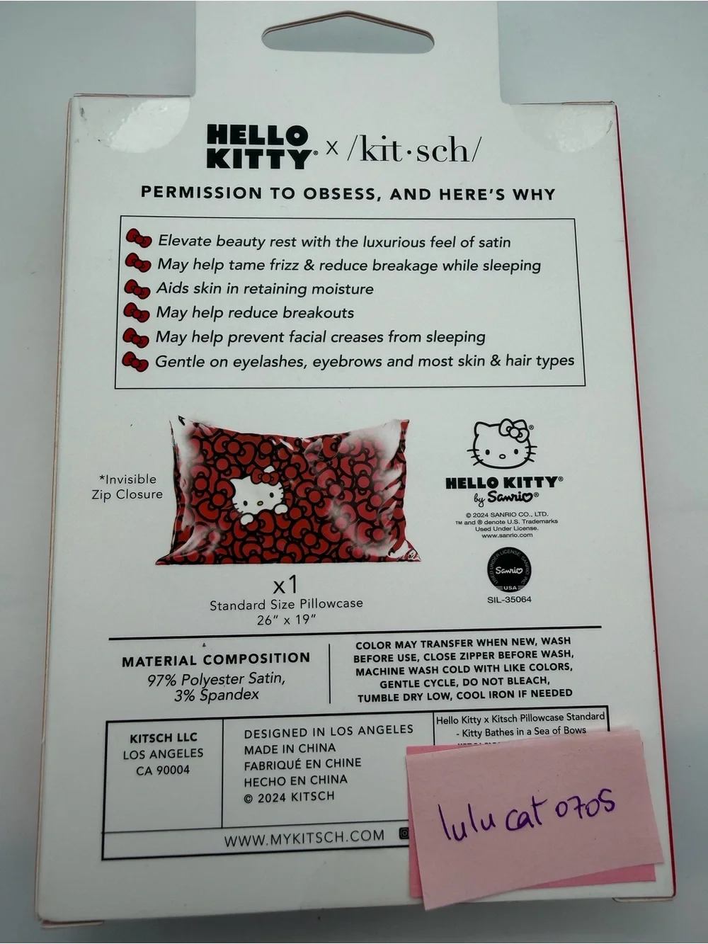 New Kitsch x Hello Kitty Pillowcase standard - Kitty bathes in a sea of bows